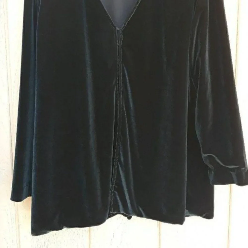 Vintage Cardigan Velour Jacket Formal Plunging V Hook Closure‎ Forest Green Sz1X